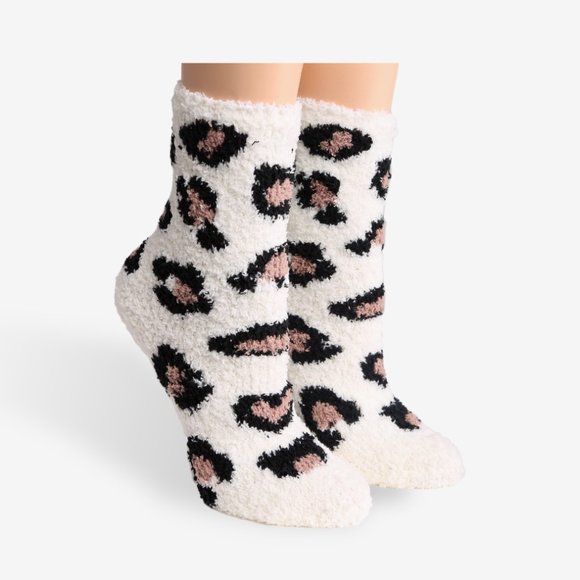 P/S 6 pairs Pack! Leopard Print Fuzzy/Soft/Cozy Mini-Crew Socks·Sleep·ComfyLuxe - Picture 6 of 6